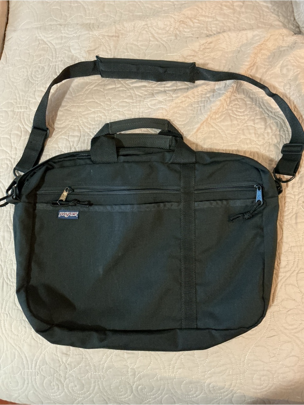 Jansport Black Laptop Messenger Bag with Adjustable Strap